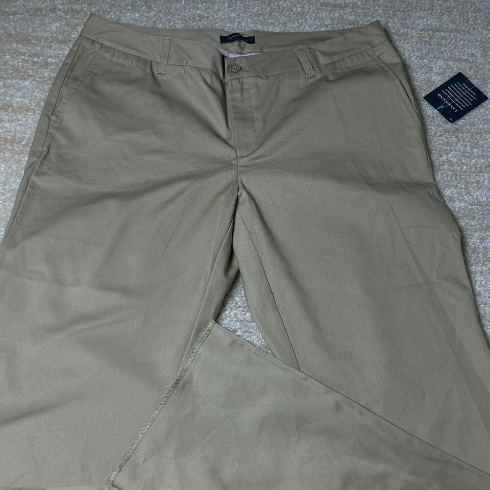 Lands End Juniors Khaki Chino Pants Size 13 Cotton Blend Plain Front Casual Work